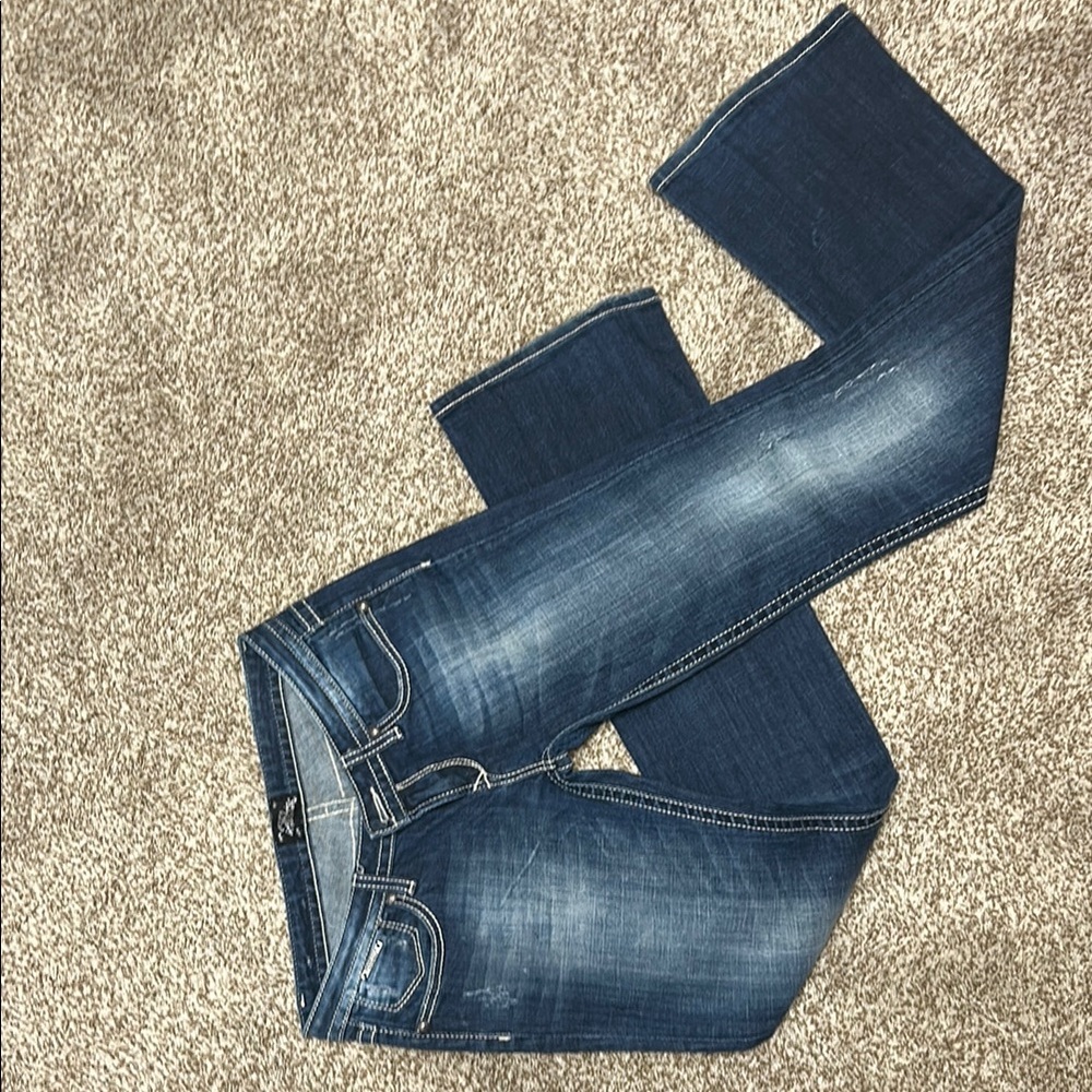Express Dark Blue Flare & Wide Leg Jeans